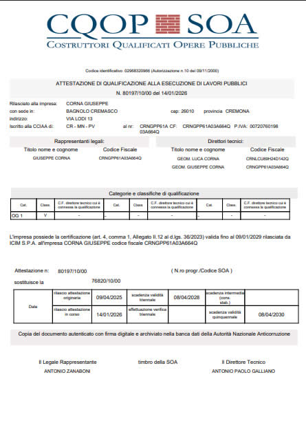 Attestazione SOA 2026